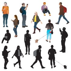 urban crowds silhouettes N2