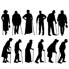 Vector silhouette of old people N45