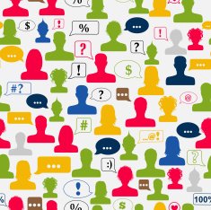 Seamless pattern of avatars and speech bubbles