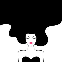 Vintage Fashion Woman with Long Hair N5