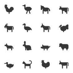 Farm Animals Icons - Black Series