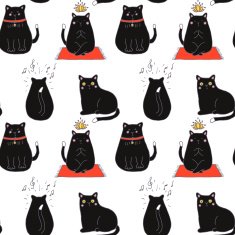 Pattern with black cats N2