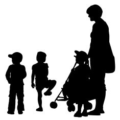 Woman on a walk with her children N2