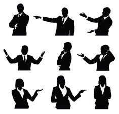 Waist up business people presenting N2