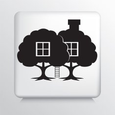 Square Icon With Treehouse - Eco Living Concept