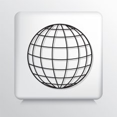 Square Icon With Simple Globe N2