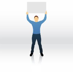 Male silhouette holding blank sign