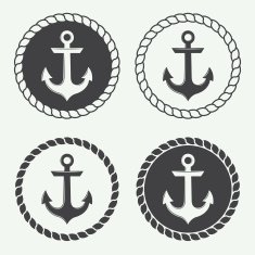 Set of anchors in vintage style