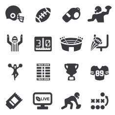 American Football Silhouette Icons N2