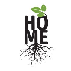 Black vector Plant Roots and text HOME