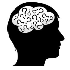 Male silhouette with question marks N2