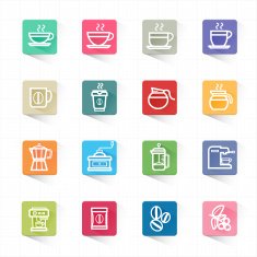 Coffee icons set and white background N2
