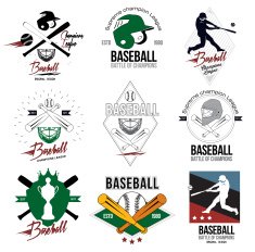 Set of logos labels baseball