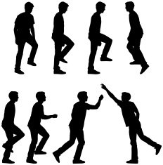 Silhouette of a man in different poses N2
