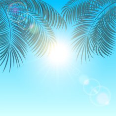 Palms on blue background