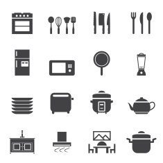Kitchen room icon set