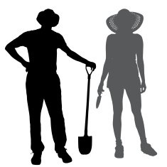 Vector silhouette of a gardener N14