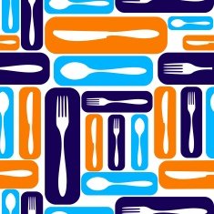 Cutlery silhouette icons seamless pattern N2
