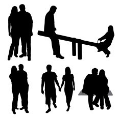 Set of couples silhouettes