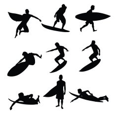 Cool surfer dude riding waves surfing