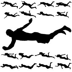 Vector silhouette of a people who swim