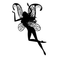 Silhouette of fairy isolated on white background