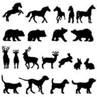 Countryside animal group silhouettes