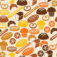 Seamless pattern with bread and pastry
