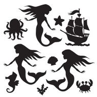 Mermaid vector silhouette N2