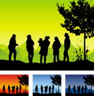 People in a country landscape socialising N2