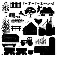 Large set of Farm and Agriculture Elements Black Icon Silhouettes