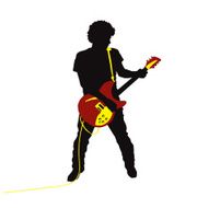 Rocking Guitarist Silhouette on White (vector illustration)