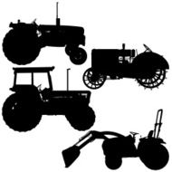 Tractor Silhouettes Modern and Antique