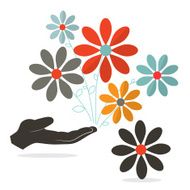 Retro Flowers in Hand N2