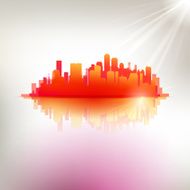 Red hot abstract city emblem