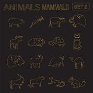 Animals mammals icon set Vector flat style N2