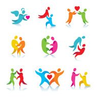 Set of love themed logo vector icons bright series N2
