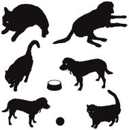 Silhouettes Cats Dogs 01 (vector illustration)