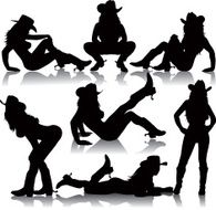 Cowgirl Stripper Silhouettes
