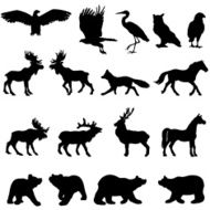 Large woodland animal silhouette set