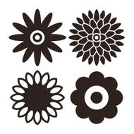 Flower icon set - gerbera chrysanthemum sunflower and daisy