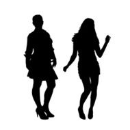 Vector silhouette of a couple N140