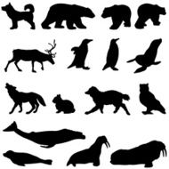 Arctic animals in a silhouette set