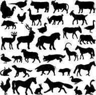 Farm animal silhouette collection