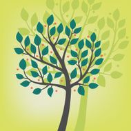 Card with stylized tree