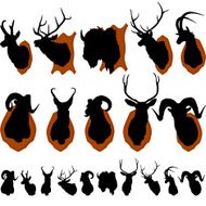 Mounted Animal Heads Silhouette Set