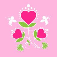 Valentine&#039;s day gift card rose flower angel cupid valentine N2