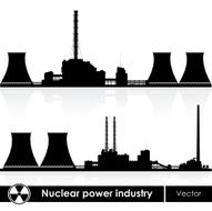 Nuclear power plants silhouette isolated on white Vector illustration