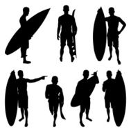 Surfer men with surf boards