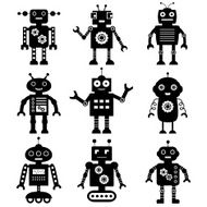 Vector robot silhouettes